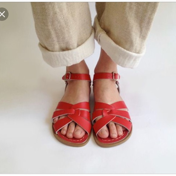 red saltwater sandals